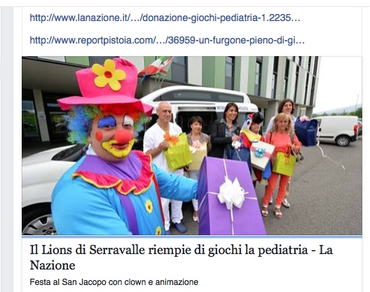 Donazione giochi a pediatria Pistoia